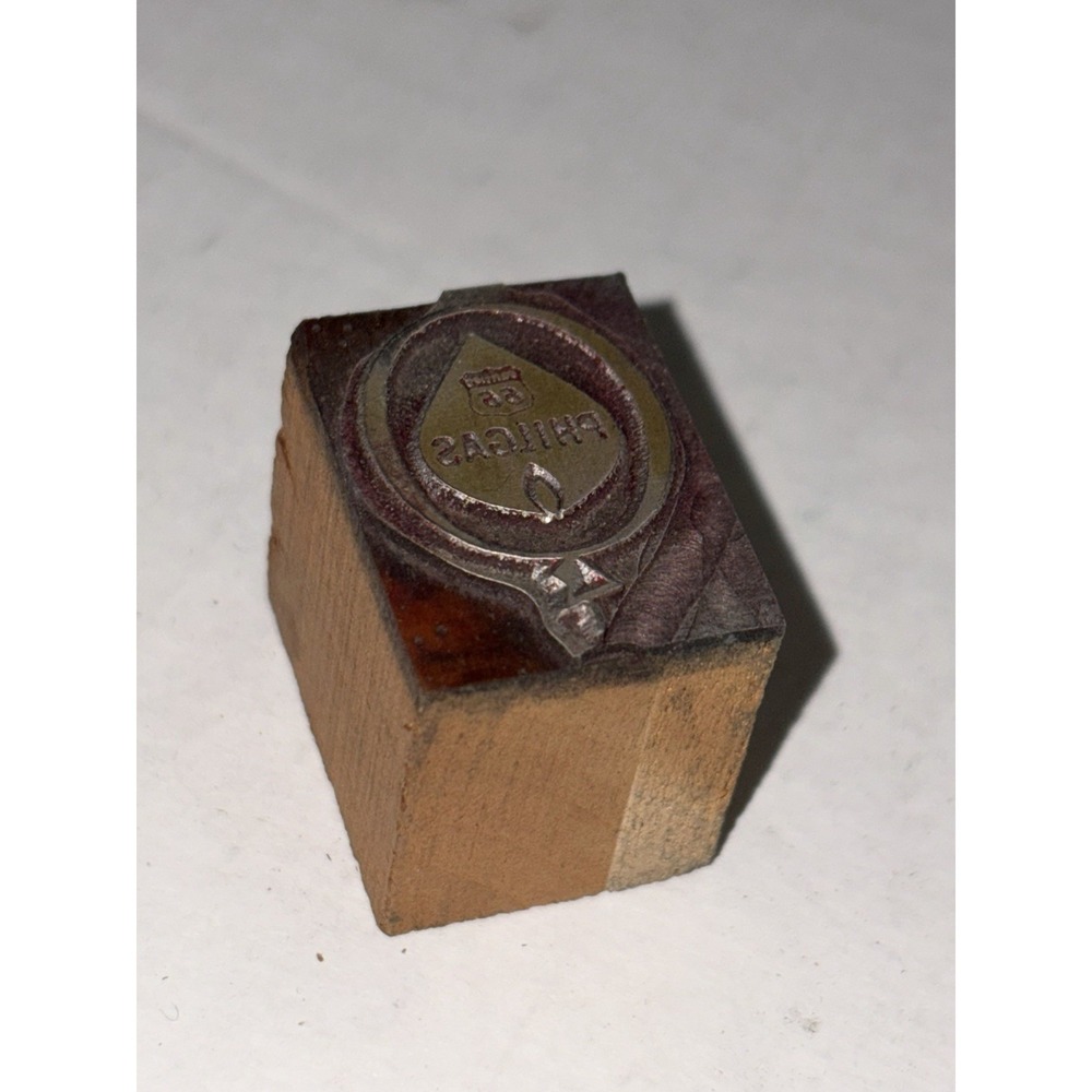 Vintage Philgas‎ Phillips 66 Letterpress Printers Block Advertising Stamp
